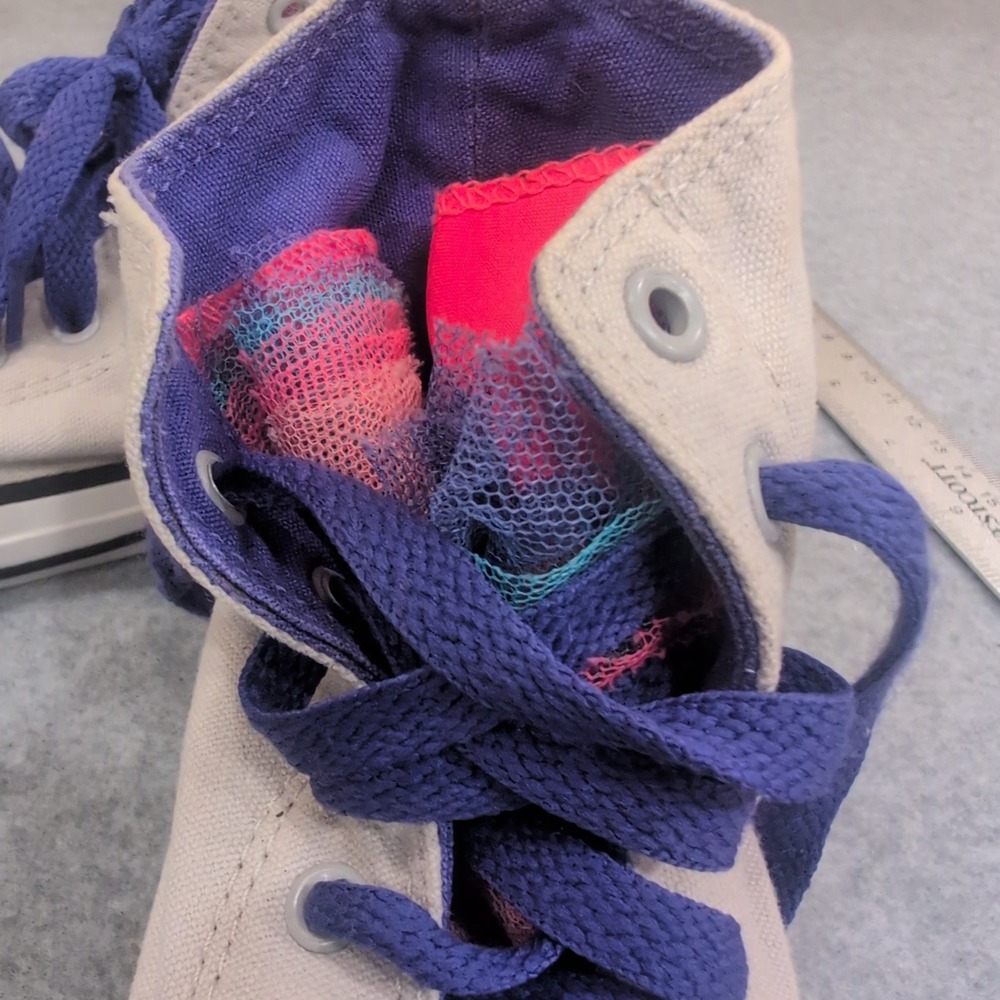 Converse Chuck Taylor All Star High Top Sneakers Gray Purple Youth Size 3 - Picture 6 of 8